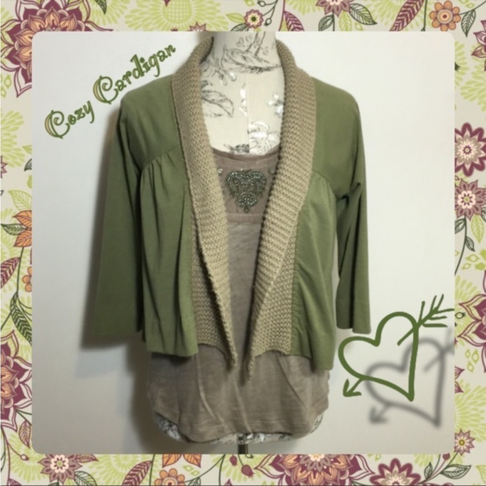 𝅺anthropologie Green Olio Cardi S